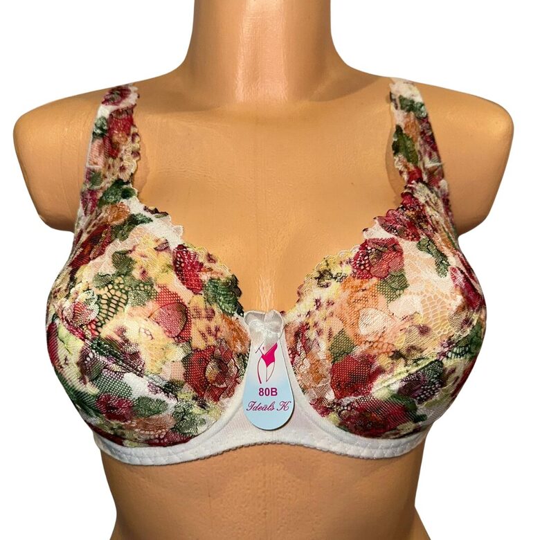 Bra with a half-padded cup, multicolored
